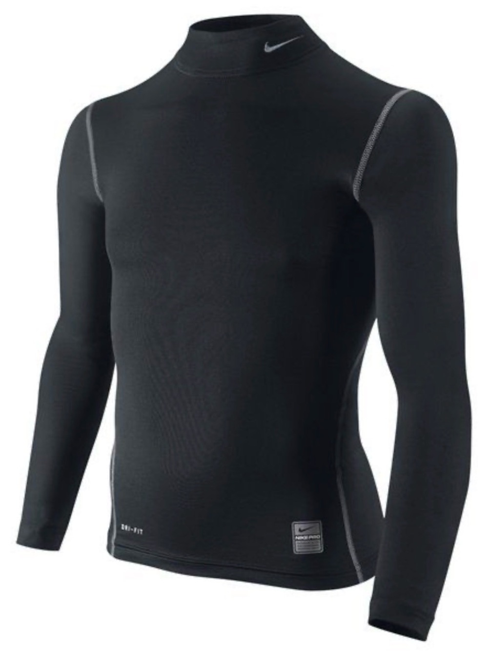 Nike Black Long-Sleeve Rash Guard with Gray Stitching